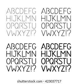 Vector elegant black uppercase letters in different weights