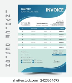 Vector elegant blue gray vector invoice template design