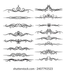 vector elegant calligraphic decorative ornamental element set, floral decorative dividers set design