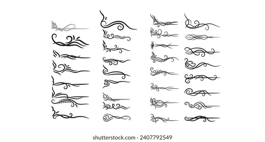 vector elegant calligraphic decorative ornamental element set, floral decorative dividers set design