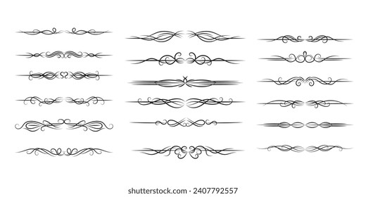 conjunto de elementos ornamentales decorativos calligráficos de estilo vectorial, diseño de conjuntos de divisores decorativos florales