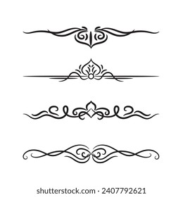 vector elegant calligraphic decorative ornamental element set, floral decorative dividers set design