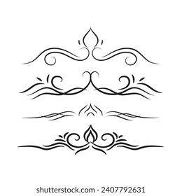 vector elegant calligraphic decorative ornamental element set, floral decorative dividers set design