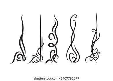 eleganter kalligrafischer Zierwerkstoff-Satz, Blumenzierteile-Set-Design
