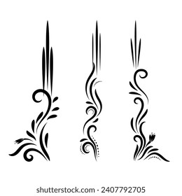 conjunto de elementos ornamentales decorativos calligráficos de estilo vectorial, diseño de conjuntos de divisores decorativos florales
