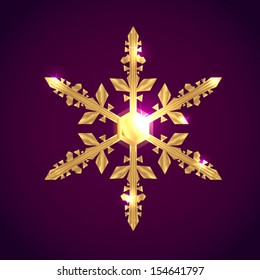 Vector elegant Christmas background with golden snowflake, can be used for greeting card, decoration, wallpaper
