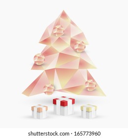 Vector elegant Christmas card abstract tree with presents background illustration