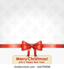 Vector elegant Christmas card with bow and ribbon background illustration