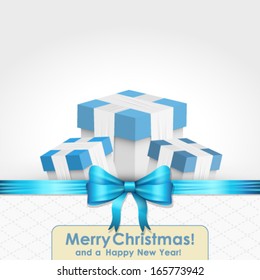 Vector elegant Christmas card with cute presents and ribbon illustration