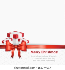 Vector elegant Christmas card with cute presents and ribbon illustration