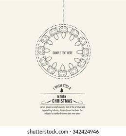 Vector elegant Christmas greeting card or illustration for Christmas festival.  