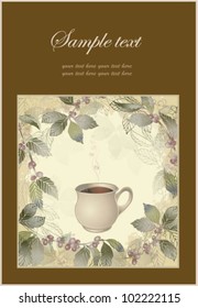 Vector elegant coffee themed background illustration . Illustration of a coffee tree.Menu.