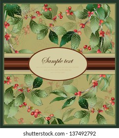 Vector elegant coffee themed background illustration . Illustration of a coffee tree.Menu.