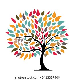 vector elegant custom colorful tree with vibrant leaves hanging branches illustration svg