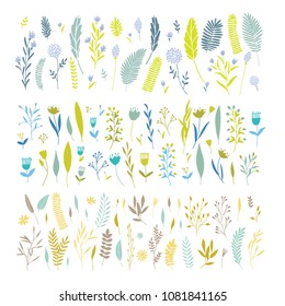 Vector elegant cute flower big collection. Feminine floral graphic design elements. Leaves and branches.