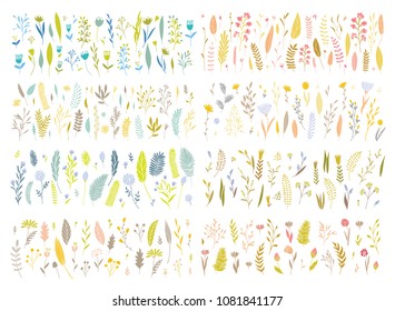 Vector elegant cute flower big collection. Feminine floral graphic design elements. Leaves and branches.