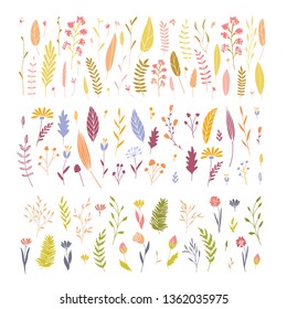 Vector elegant cute flower big collection. Feminine floral graphic design elements. Leaves and branches.