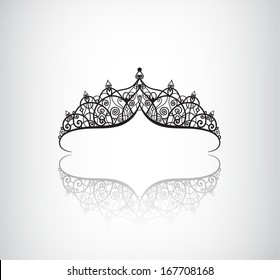 vector elegant decorated vintage crown logo, icon with detailed ornaments isolated