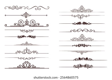 Vector elegant decorative ornamental floral set