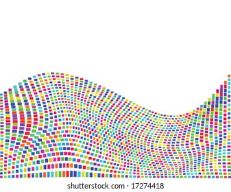 Vector - Elegant distorted wave made of multicolored squares