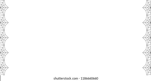 Vector elegant double left and right rectangle black spiderweb border with copy space for text isolated on white background. Template for invitation, flyer, banner or greeting card. Halloween frame.