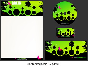 Vector elegant eco business stationary set