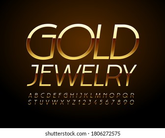 Sello vectorial elegante joyería de oro. Decorativo y hermoso tipo de letra. Letras y números de alfabeto chic