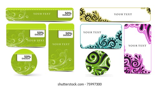 Vector elegant floral business stationary set design.