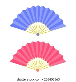 Vector Elegant Folding Fans Isolated on White Background