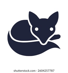 Vector Elegant Fox Icon with a Compact Composition and Contrasting Shapes in a Flat Color Graphic Design Style
