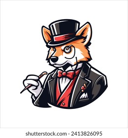 Vector elegant fox mascot logo design with modern illustration concept style for t-shirt printing and badge emblem
