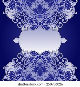 Vector elegant  frame with ethnic ornament on dark background