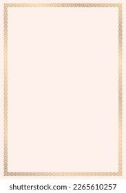 Vector elegant frame. Gold border for certificate, diploma, letterhead, wedding invitation.