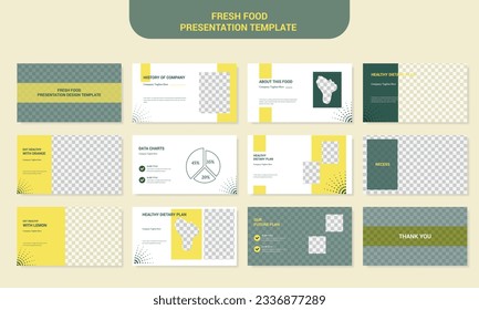 Vector elegant fresh food presentation slide template design set