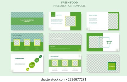 Vector elegant fresh food presentation slide template design set