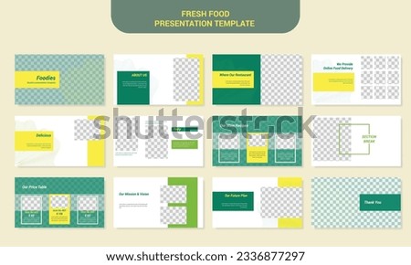 Vector elegant fresh food presentation slide template design set