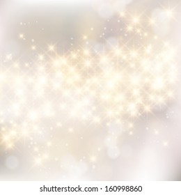 Vector elegant glittery Christmas background with stars and twinkly lights.