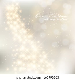 Vector elegant glittery Christmas background with stars and twinkly lights.