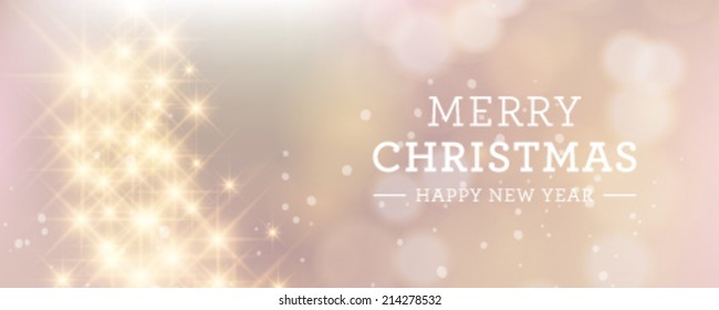 Vector elegant glittery Christmas banner with stars and twinkly lights.