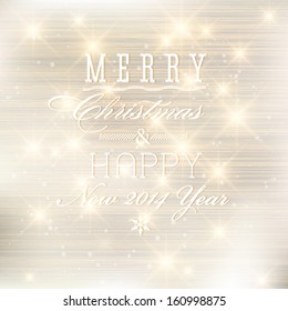 Vector elegant glittery Merry Christmas and Happy New Year card design. Perfect as invitation or announcement.