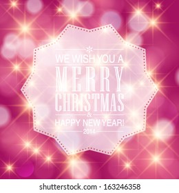 Vector elegant glittery Merry Christmas and Happy New Year card design. Perfect as invitation or announcement.