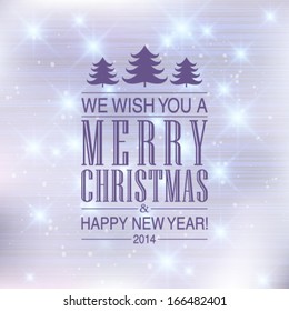 Vector elegant glittery Merry Christmas and Happy New Year card design. Perfect as invitation or announcement.