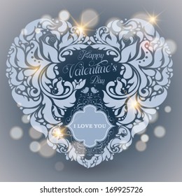 Vector elegant glow romantic Valentine's day cover design.