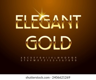 Vector Elegant Gold Alphabet. Chic 3D Font. Unique Letters and Numbers.