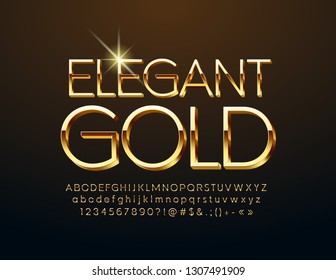 Vector Elegant Gold Alphabet Letters, Numbers and Symbols. Luxury 3D Font