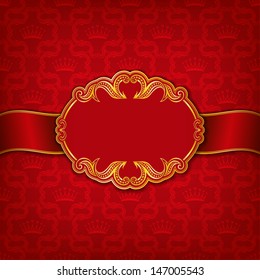 Vector elegant gold frame design for greeting card, banner, invitation, menu, cover. In vintage style. EPS 10.