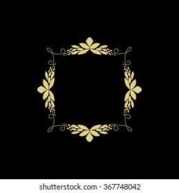 Vector elegant gold frame for your design. Place for text. Vintage cover.