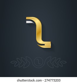 Vector elegant gold and silver font. Letter Z. Template for company logo with monogram element. 3d Design element or icon