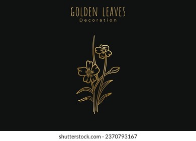 vector elegant of golden leaves editable on dark black background