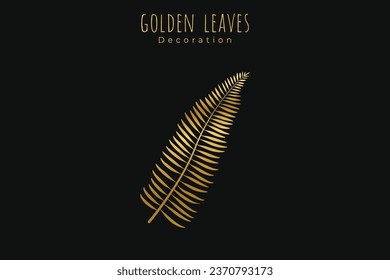 vector elegante de hojas doradas editable sobre fondo negro oscuro